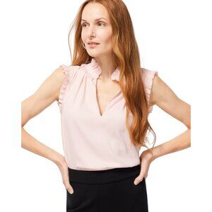 Chico's Black Label Ruffle Top, Size 12, Pink NWT
